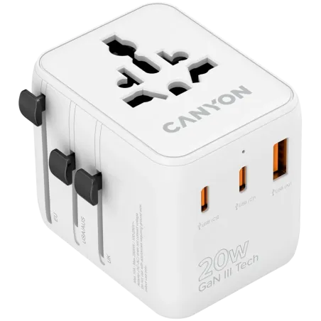 CANYON Travel Adapter OnTour 20 EU/UK/US/AUS 20W  White - 1