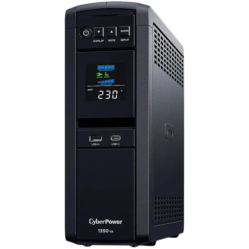 CyberPower UPS AVR,1350VA/810W, Line-Interactive, LCD display, Sine Wave output (for Active PFC ), 6x Schuko, Runtime at 500W ( 