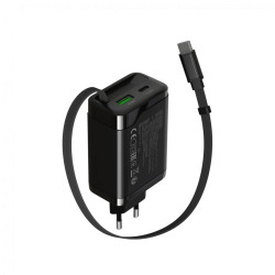 CANYON charger OnCharge 65RC Build-In Cable USB-C 65W 1xPD 1xQC EU Black - 2