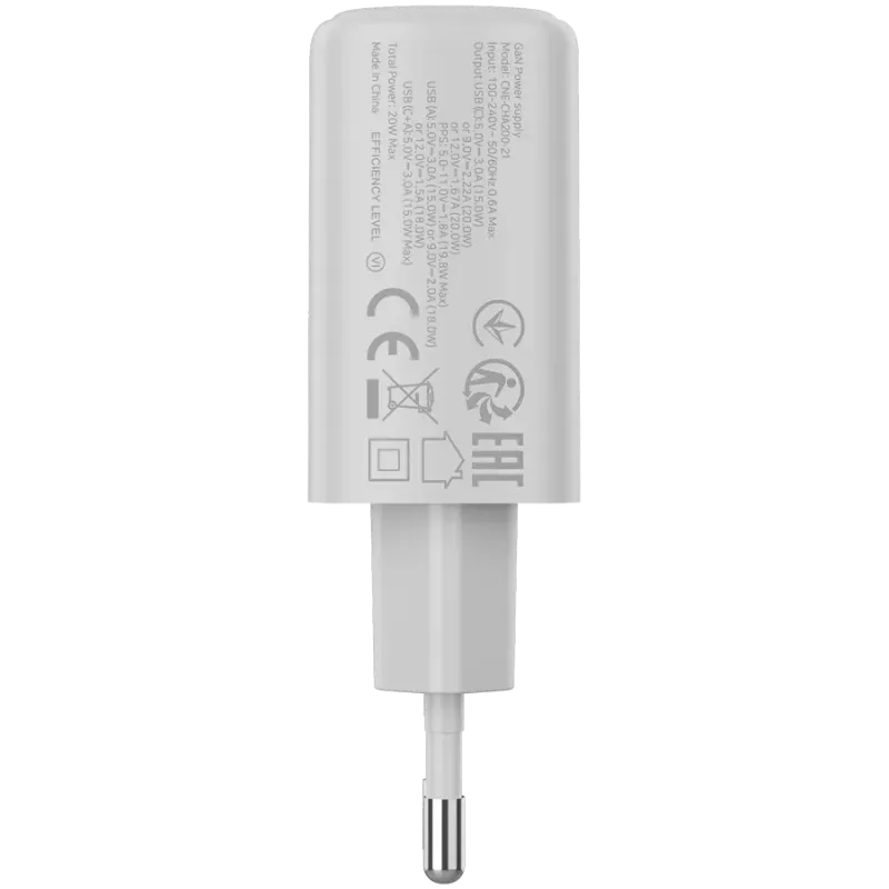 CANYON charger OnCharge 200 20W 1xPD 1xQC EU White - 1