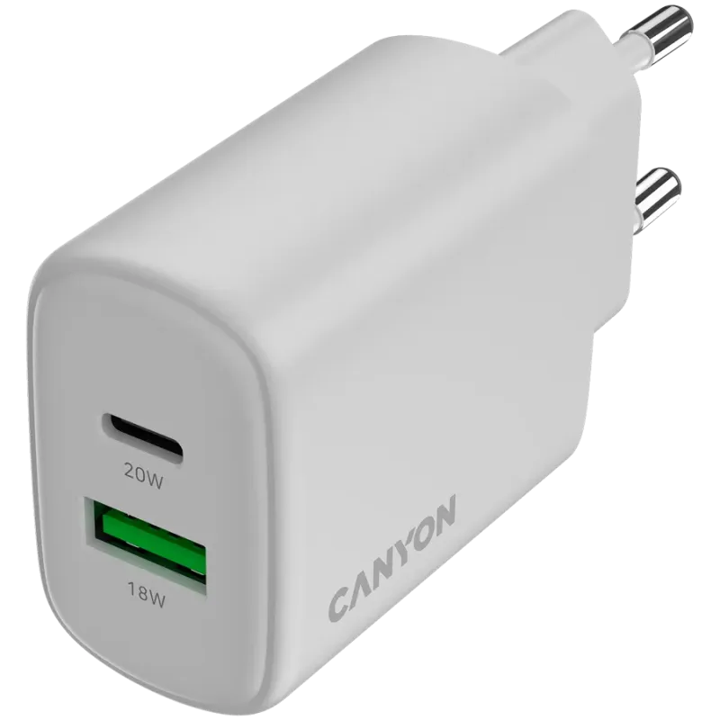 CANYON charger OnCharge 200 20W 1xPD 1xQC EU White - 1