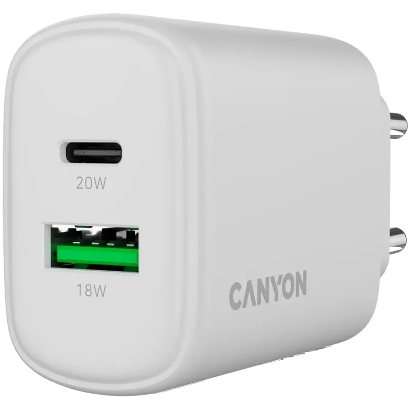 CANYON charger OnCharge 200 20W 1xPD 1xQC EU White - 1
