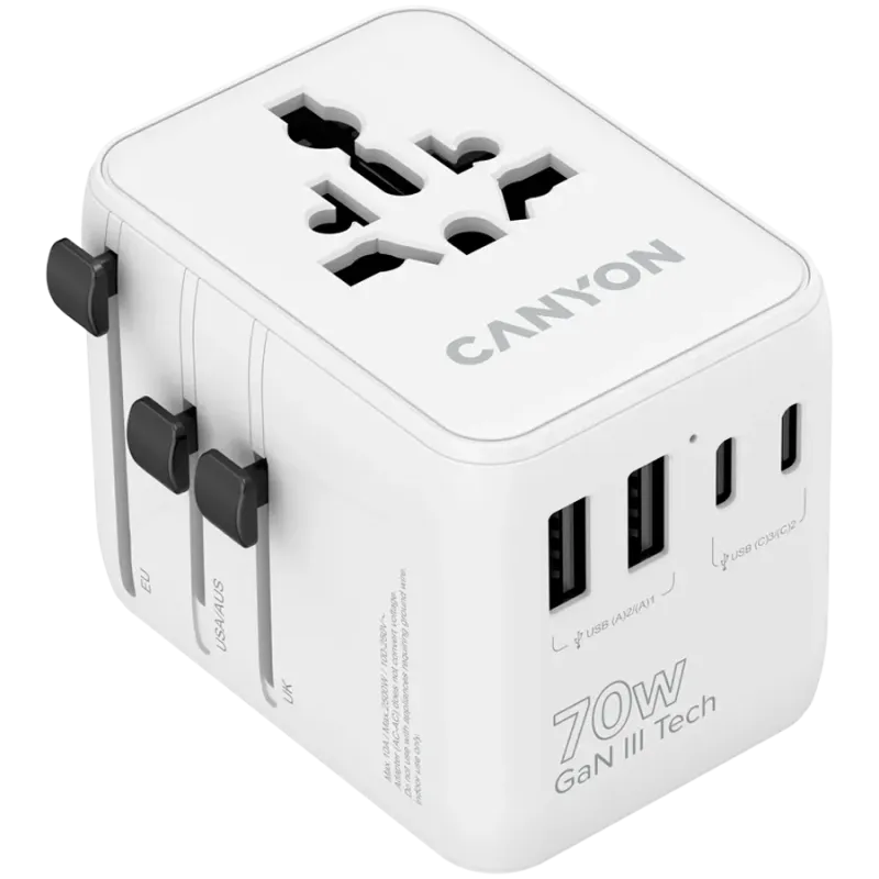 CANYON Travel Adapter OnTour 70 EU/UK/US/AUS 70W White - 1