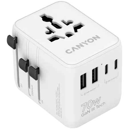 CANYON Travel Adapter OnTour 70 EU/UK/US/AUS 70W White - 1