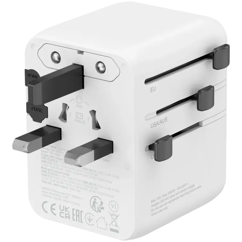 CANYON Travel Adapter OnTour 70 EU/UK/US/AUS 70W White - 1