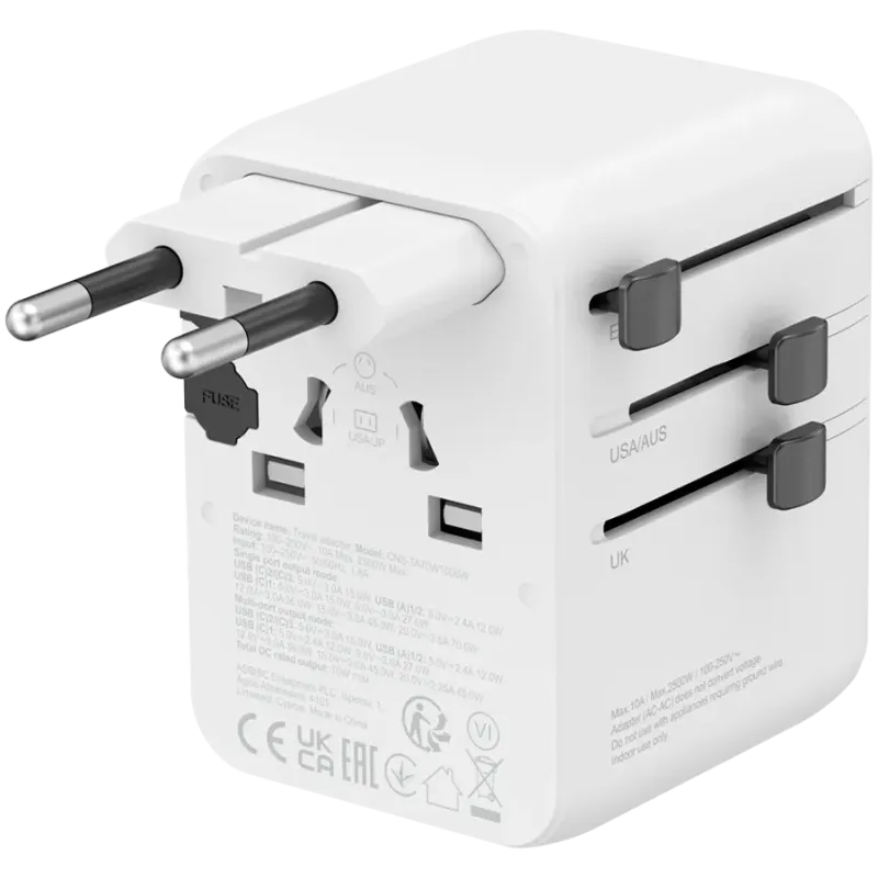 CANYON Travel Adapter OnTour 70 EU/UK/US/AUS 70W White - 1