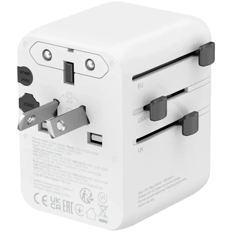 CANYON Travel Adapter OnTour 70 EU/UK/US/AUS 70W White - 1