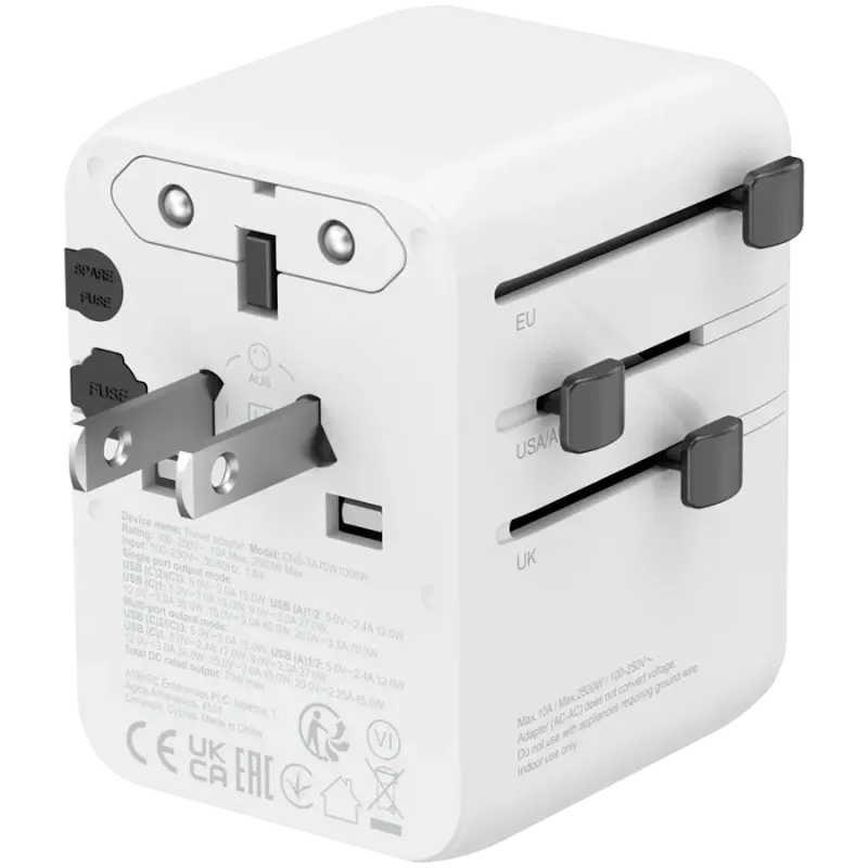 CANYON Travel Adapter OnTour 70 EU/UK/US/AUS 70W White - 1