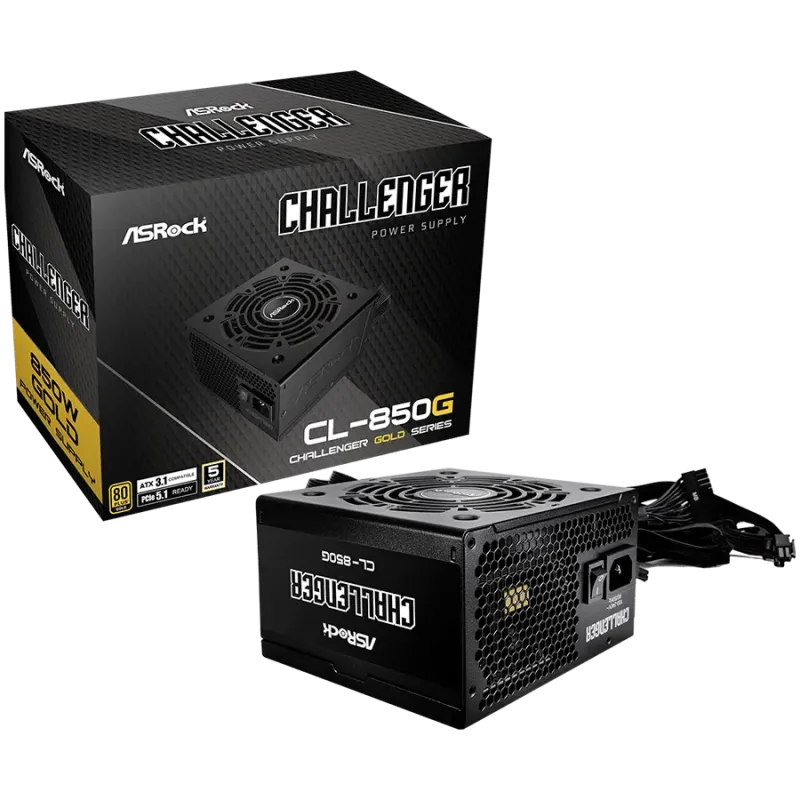 Asrock CL-850G, 850W, 80 Plus GOLD, Non Modular PSU, 2x EPS 12V CPU(4+4pin), 4x PCIe (6+2pin), 2x 4-pin connectors, 4x SATA, OCP