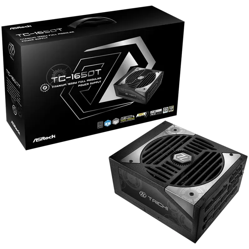 Asrock TC-1650T, 1650W, 80 Plus Titanium, Fully Modular PSU, Japanese Capacitors, 2x EPS 12V CPU(4+4pin), 2x PCIe5.1 (12+4pin), 