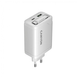 CANYON charger OnCharge 65RC Build-In Cable USB-C 65W 1xPD 1xQC EU White - 3