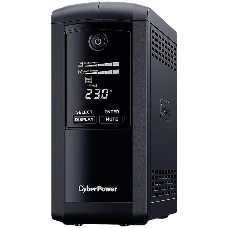 CyberPower UPS с AVR ,Line-Interactive, LCD display,700VA/390W, 4x Schuko, Runtime at 90W ( min ):33, Surge and Spike protection