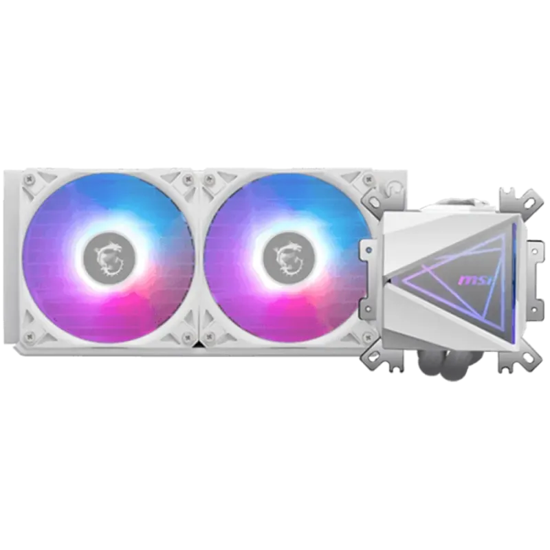 MSI MAG CORELIQUID I240 WHITE 2x 120mm ARGB Fans, Aluminium Radiator, Loop Dynamic Bearing, Intel LGA 1150/1151/1155/1156/1200/1