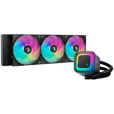 DeepCool LE360 V2, 360mm CPU Liquid Cooler, 3x120mm PWM ARGB Fans, ARGB block, Black, LGA1851/1700/1200/1151/1150/1155, AMD AM5/