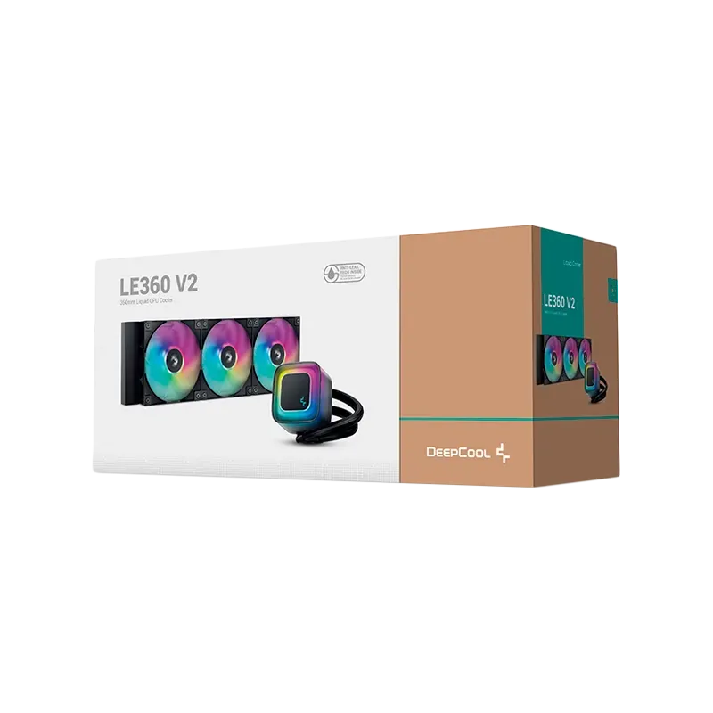 DeepCool LE360 V2, 360mm CPU Liquid Cooler, 3x120mm PWM ARGB Fans, ARGB block, Black, LGA1851/1700/1200/1151/1150/1155, AMD AM5/