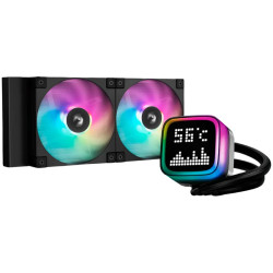 DeepCool LP240, 240mm CPU Liquid Cooler, 2x120mm ARGB PWM Fans, Dot-matrix Screen, Anti-Leak Technology, Black, LGA1851/1700/120
