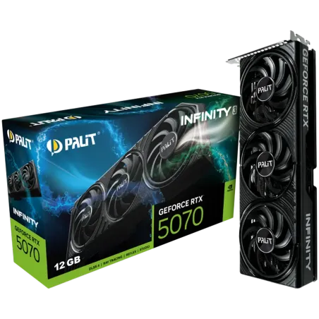PALIT GeForce RTX 5070 Infinity 3 12GB GDDR7 192 bit, 1x HDMI 2.1b, 3x DP 2.1b, 3 Fan, 1x 16-pin pwr connector, 650W, board size