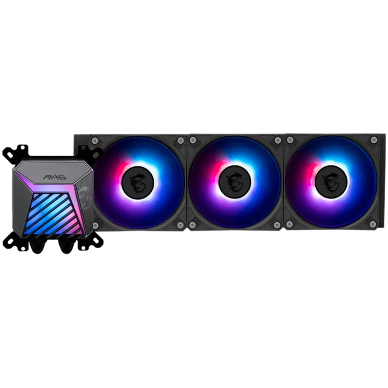 MSI MAG CORELIQUID A15 360, 3x120mm Pre-installed ARGB Daisy Chain Fans, Adjustable Offset Kit, Replacable Top Cover, Copper Bas