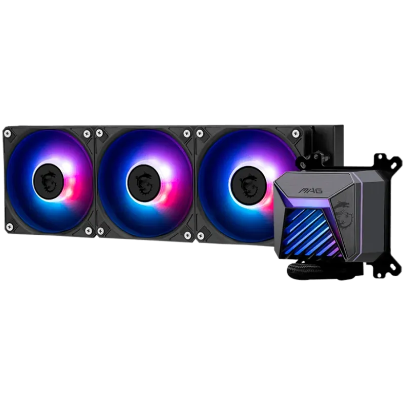 MSI MAG CORELIQUID A15 360, 3x120mm Pre-installed ARGB Daisy Chain Fans, Adjustable Offset Kit, Replacable Top Cover, Copper Bas