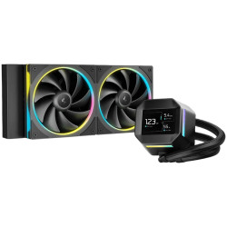 DeepCool LM240, 240mm CPU Liquid Cooler, 2.4" LCD screen, 2x120mm FL12 SE ARGB PWM Fans, Fluid Dynamic Bearing, Black, Intel LGA