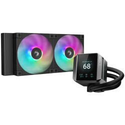 DeepCool MYSTIQUE 240 ARGB, 240mm CPU Liquid Cooler, 2.8" LCD screen, 2x120mm PWM ARGB Fans, Fluid Dynamic Bearing, Black, Intel