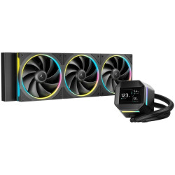 DeepCool LM360, 360mm CPU Liquid Cooler, 2.4" LCD screen, 3x120mm FL12 SE ARGB PWM Fans, Fluid Dynamic Bearing, Black, Intel LGA