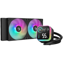DeepCool LQ240, 240mm CPU Liquid Cooler, 2x120mm ARGB PWM Fans, LED Screen, Anti-Leak Technology, Black, LGA1851/1700/1200/1151/