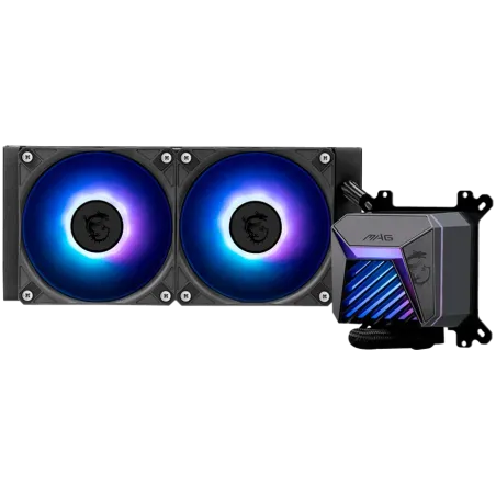 MSI MAG CORELIQUID A15 240, 2x120mm Pre-installed ARGB Daisy Chain Fans, Adjustable Offset Kit, Replacable Top Cover, Copper Bas