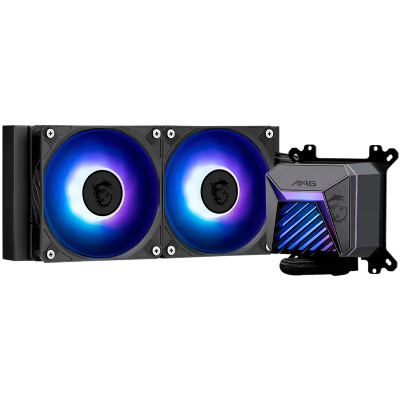 MSI MAG CORELIQUID A15 240, 2x120mm Pre-installed ARGB Daisy Chain Fans, Adjustable Offset Kit, Replacable Top Cover, Copper Bas