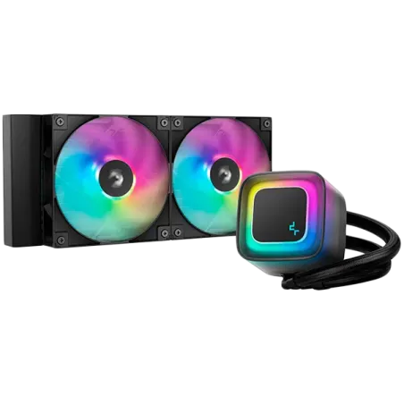 DeepCool LE240 V2, 240mm CPU Liquid Cooler, 2x120mm PWM ARGB Fans, ARGB block, Black, LGA1851/1700/1200/1151/1150/1155, AMD AM5/