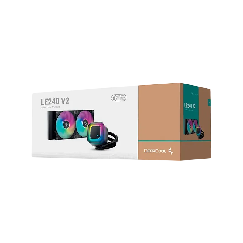 DeepCool LE240 V2, 240mm CPU Liquid Cooler, 2x120mm PWM ARGB Fans, ARGB block, Black, LGA1851/1700/1200/1151/1150/1155, AMD AM5/