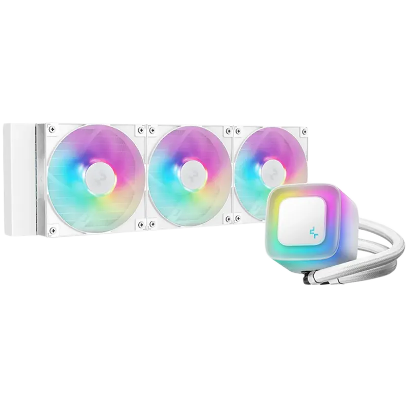 DeepCool LE360 WH V2, 360mm CPU Liquid Cooler, 3x120mm PWM ARGB Fans, ARGB block, White, LGA1851/1700/1200/1151/1150/1155, AMD A