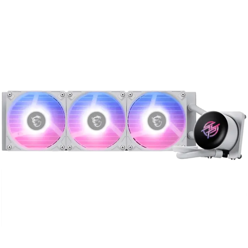 MSI MPG CORELIQUID P13 360 WHITE, 3x120mm Pre-installed CycloBlade 9 ARGB Daisy Chain Fans, 2.1-inch LCD screen, Copper Base, UN