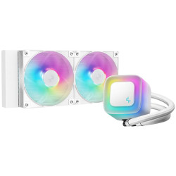 DeepCool LE240 WH V2, 240mm CPU Liquid Cooler, 2x120mm PWM ARGB Fans, ARGB block, White, LGA1851/1700/1200/1151/1150/1155, AMD A
