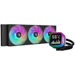 DeepCool LP360, 360mm CPU Liquid Cooler, 3x120mm ARGB PWM Fans, Dot-matrix Screen, Anti-Leak Technology, Black, LGA1851/1700/120