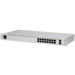 Ubiquiti USW-16-PoE 16-port Layer 2 PoE switch, 8 x GbE PoE+, 8 x GbE ports, 2 x 1G SFP ports, 42W total PoE Power, fanless, sil