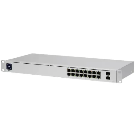 Ubiquiti USW-16-PoE 16-port Layer 2 PoE switch, 8 x GbE PoE+, 8 x GbE ports, 2 x 1G SFP ports, 42W total PoE Power, fanless, sil