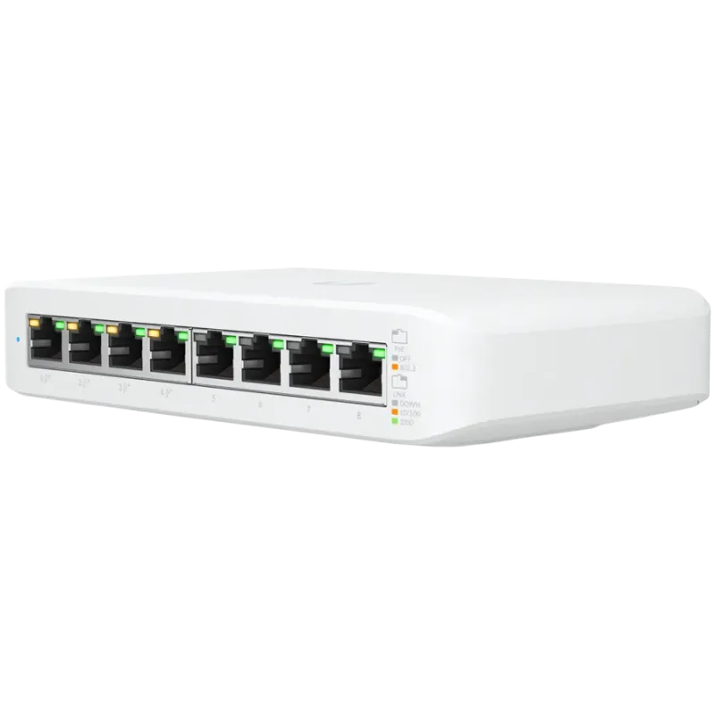 UBIQUITI Lite 8 PoE (4) GbE PoE+, (4) GbE ports 52W total PoE availability Wall mountable. - 1