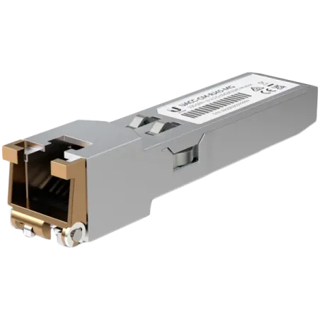 Ubiquiti UACC-CM-RJ45-MG SFP+ to RJ45 adapter, 1/2.5/5/10 GbE is a RJ45 transceiver that can be inserted into an SFP port in ord