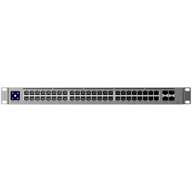 Ubiquiti 48-port, Layer 3 switch 2.5 GbE and PoE++ output, 16x 2.5 GbE ports including (8) PoE+ and (8) PoE++, 32x GbE ports inc