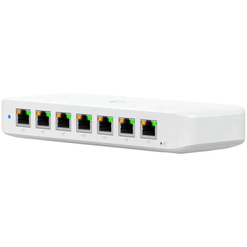 Ubiquiti USW-Ultra-210W-EU compact, Layer 2, 8-port GbE PoE switch with versatile mounting options, 7x GbE PoE+ output ports, Gb