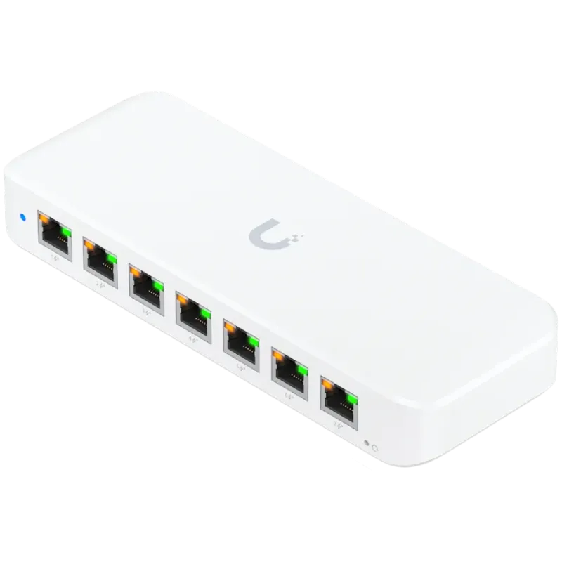 Ubiquiti USW-Ultra-210W-EU compact, Layer 2, 8-port GbE PoE switch with versatile mounting options, 7x GbE PoE+ output ports, Gb