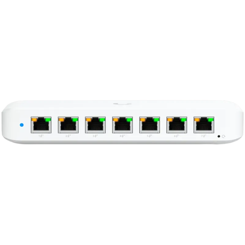 Ubiquiti USW-Ultra-60W Layer 2, 8-port GbE PoE switch: 7x GbE PoE+ output ports, GbE port with optional PoE++ input - 1