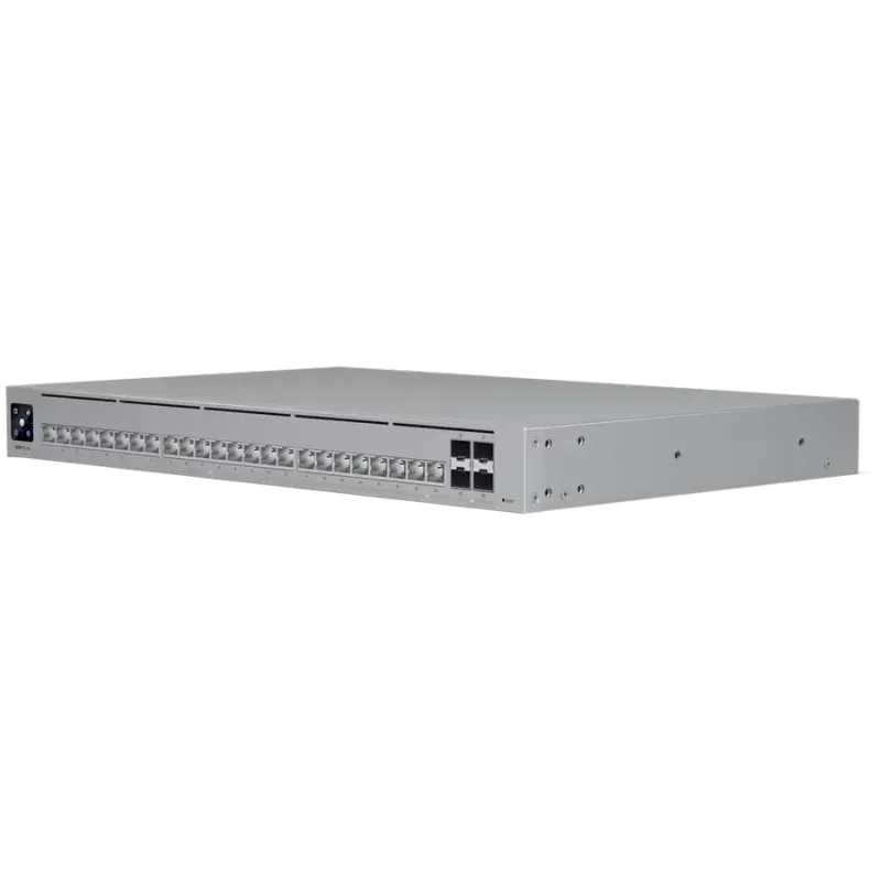 Ubiquiti Layer 3 Etherlighting switch USW-PRO-HD-24-EU, (22) 2.5 GbE, (2) 10 GbE ports, (4) 10G SFP+ ports. DC power backup read