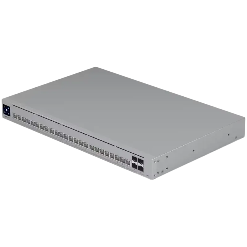 Ubiquiti Layer 3 Etherlighting switch USW-PRO-HD-24-EU, (22) 2.5 GbE, (2) 10 GbE ports, (4) 10G SFP+ ports. DC power backup read