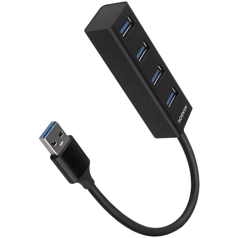 AXAGON HUE-M1A 4x USB3.2 Gen 1 MINI hub, metal, 20cm USB-A cable - 1