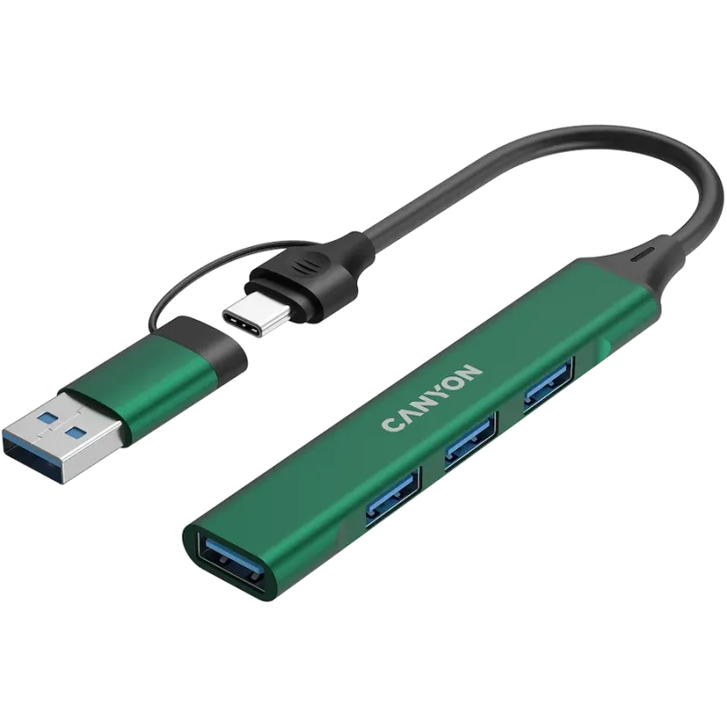 CANYON hub DS-02 4in1 USB-A/C Green - 1