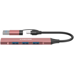 CANYON hub DS-02 4in1 USB-A/C Pink - 1