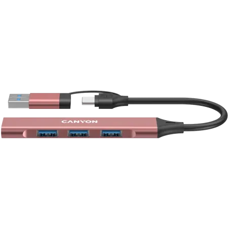 CANYON hub DS-02 4in1 USB-A/C Pink - 1