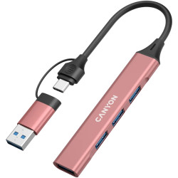 CANYON hub DS-02 4in1 USB-A/C Pink - 2